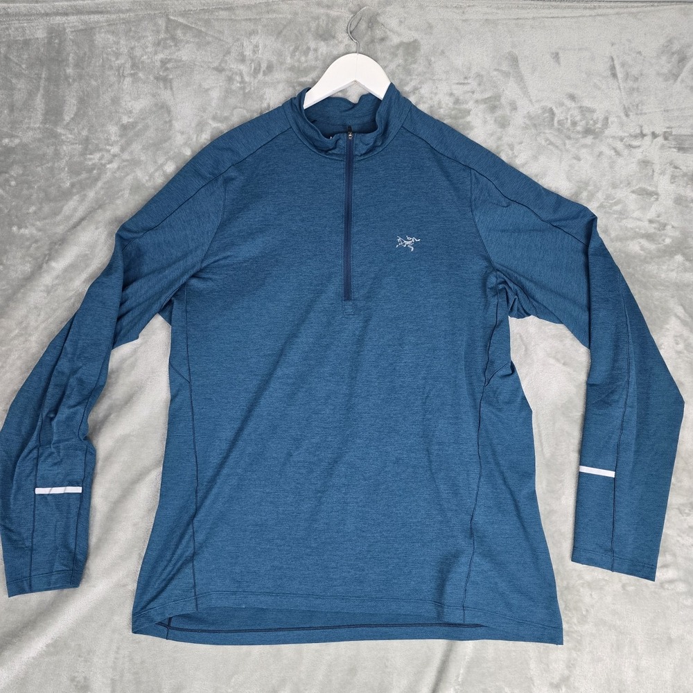 ARC'TERYX Mens Cormac Zip Neck Pullover Sweater Top XL Blue Turquoise Outdoors